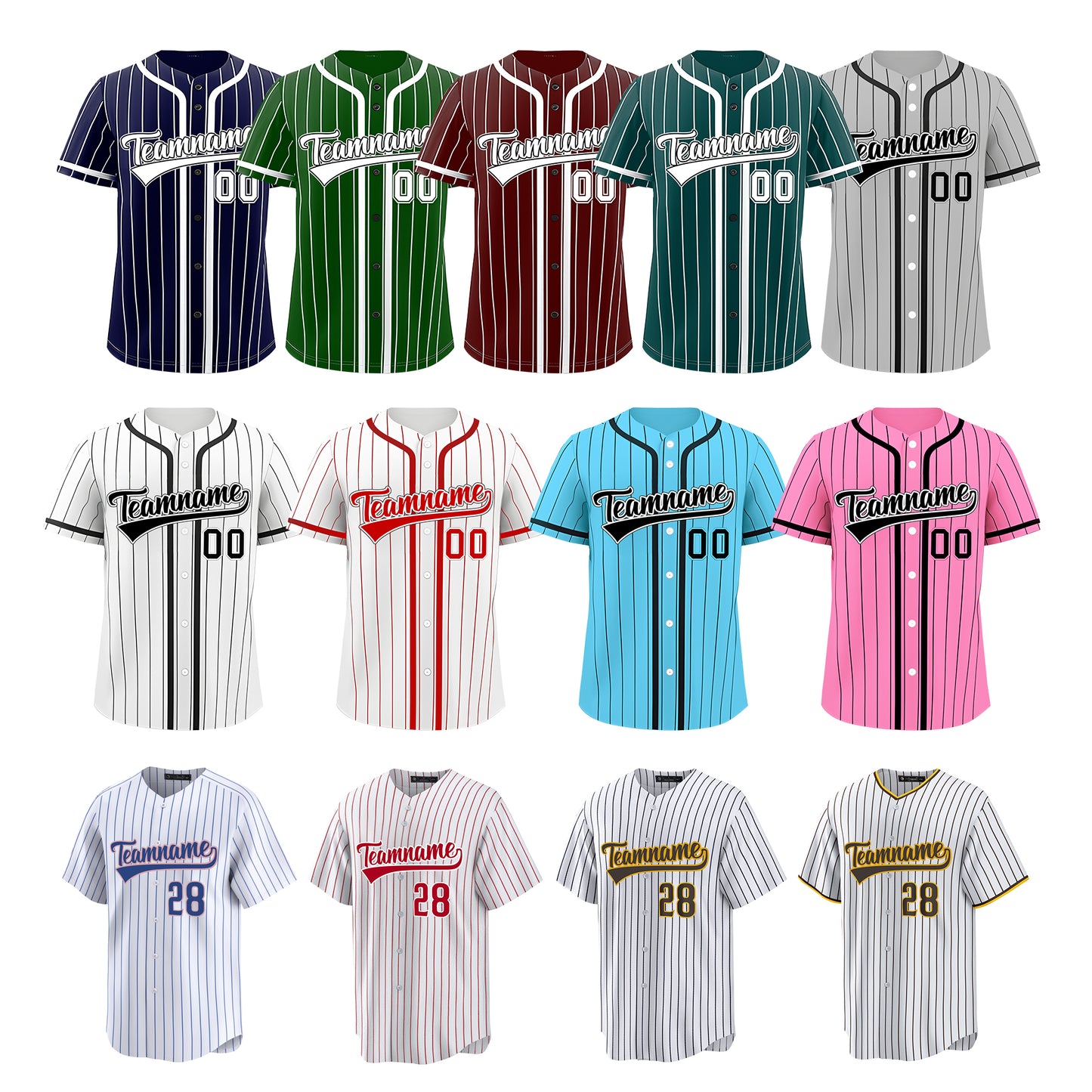 Custom Baseball Jersey Personalized Baseball Shirts Softball Button Down Shirts Sports Uniform for Men, Women, Girls, Boys